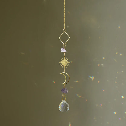 Colgante de cristal para jardín, atrapasol, campanillas de viento, prisma arcoíris, cadena de cristal para ventana, campana colgante, árbol de Navidad, decoración del hogar