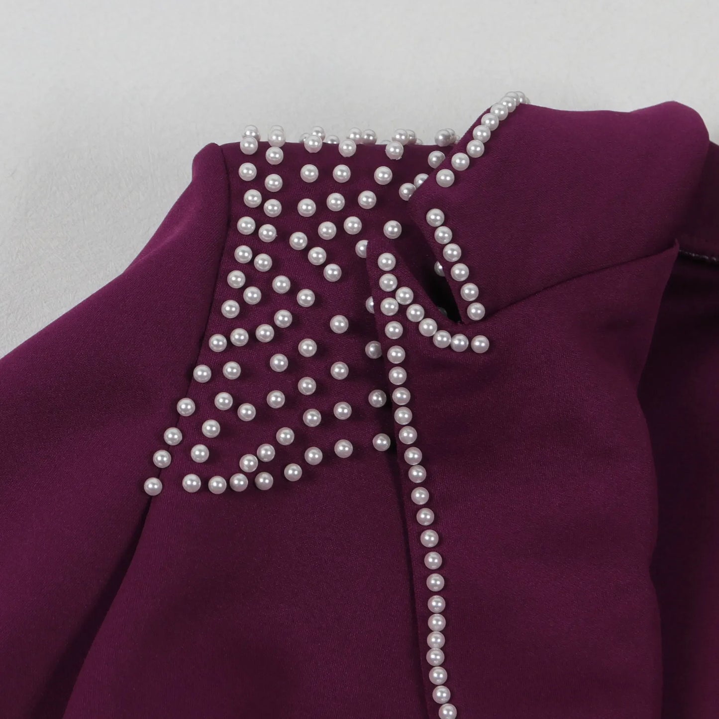 CM.YAYA Conjunto de dos piezas de chaqueta de manga larga y pantalón ancho para mujer, con empalme de perlas, para invierno y otoño de 2024