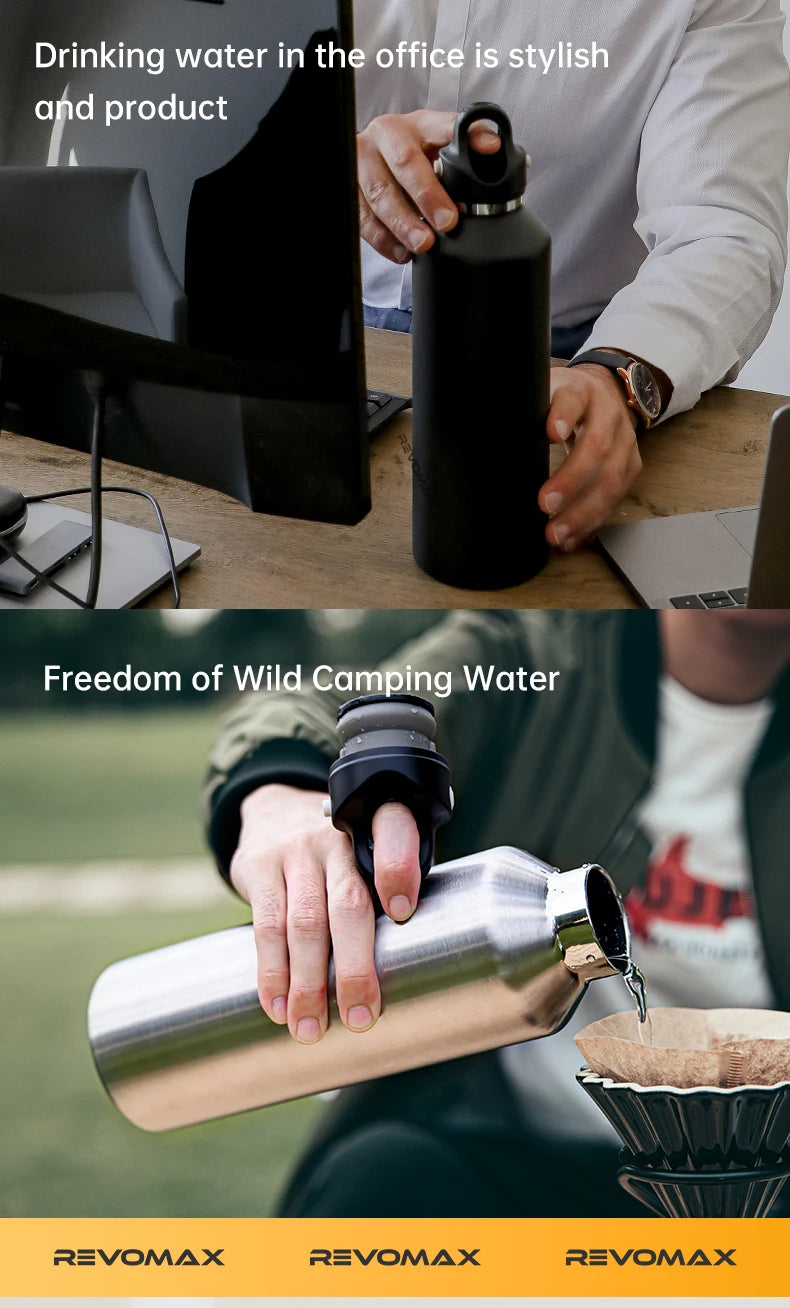 REVOMAX 950ml Tumbler Thermo Bottle Double Wall Stainless Steel Thermal Water Bottle Cold and Hot Thermos Cup Vacuum Flask Gym