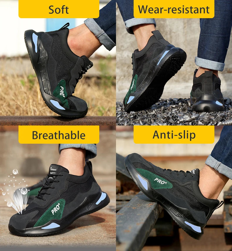 Fashion Sports Shoes Work Boots Puncture-Proof Safety Shoes Men Steel Toe Shoes Security Protective Shoes Tactical Boots