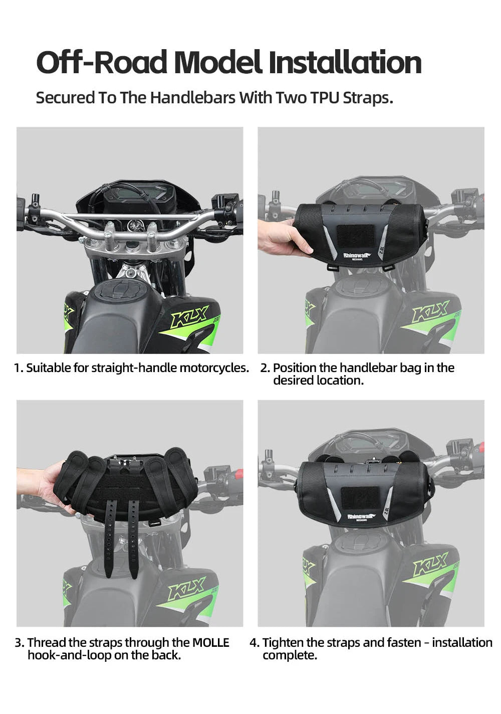 Rhinowalk Motorcycle Handlebar Bag Waterproof Universal Storage Bag Travel Motor Accessory For BMW1250ADV KTM890 CF450 Kawasaki