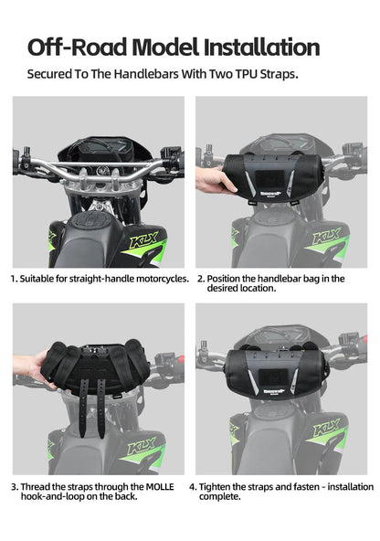Rhinowalk Motorcycle Handlebar Bag Waterproof Universal Storage Bag Travel Motor Accessory For BMW1250ADV KTM890 CF450 Kawasaki