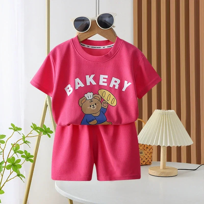 2Pcs Children Tshirt Shorts Sets Baby Summer Clothes Boy Girl Fashion Short Sleeve Pants Suit Leisure Outfits Kids Costume