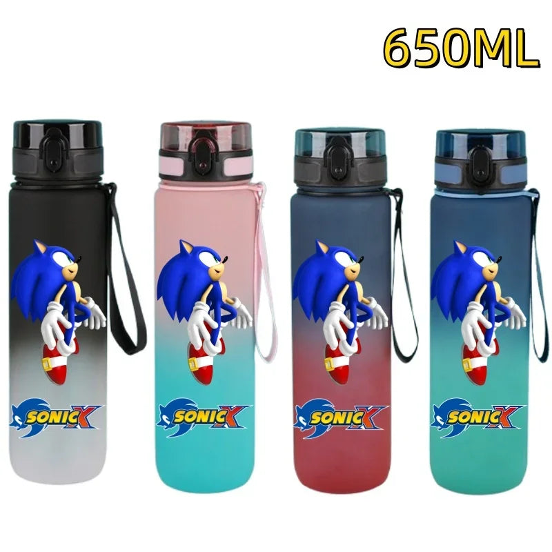 650ML Sonic Hedgehog Sport Water Bottle Large Capacity Cartoon Portable Plastic Water Bottle Drinking Cup Student Birthday Gifts