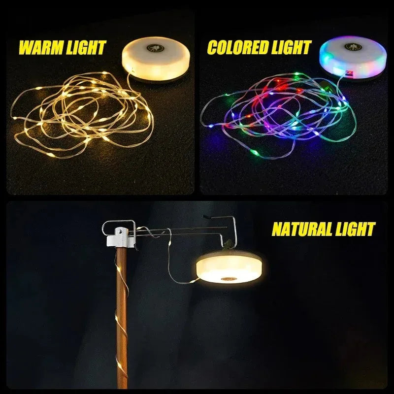 Multifuncional 4 em 1 design luz de acampamento corda usb recarregável ao ar livre tenda decoração luz xte lanterna led com gancho magnético