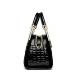 Alligator Patent Leather Shoulder Crossbody Handbags for Women, Luxury Brand Designer Hobo Bags, Two-Layer Sac