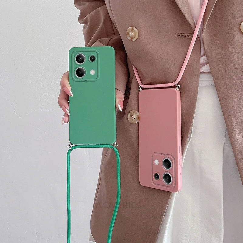 Funda con cordón cruzado para Xiaomi Redmi Note 13 Pro Plus 4G 5G, funda trasera de silicona con cordón para Poco X6 M6 Pro, Note 13 Pro y MX 6 X6 Pro