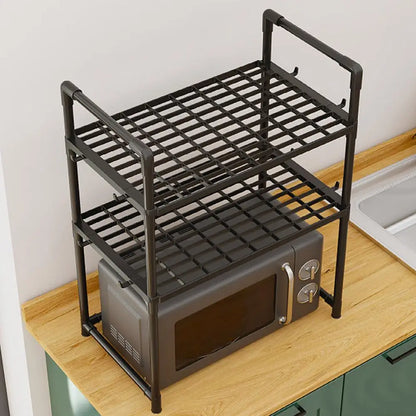 Kitchen Storage Rack Multi-Layer Microwave Rack Adjustable Standing Countertop Condiment Oven Organizer Shelf Kitchen Accessorie