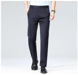 Pantalones de talla grande para hombre, pantalones de traje de negocios, pantalones de vestir formales elásticos, pantalones negros clásicos para hombre grande