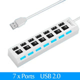 Concentrador de extensión de conmutador Concentrador USB 2.0 de 7 puertos Concentrador de extensión USB para computadora Un divisor USB 2.0 de Drag Seven para PC Portátil de escritorio