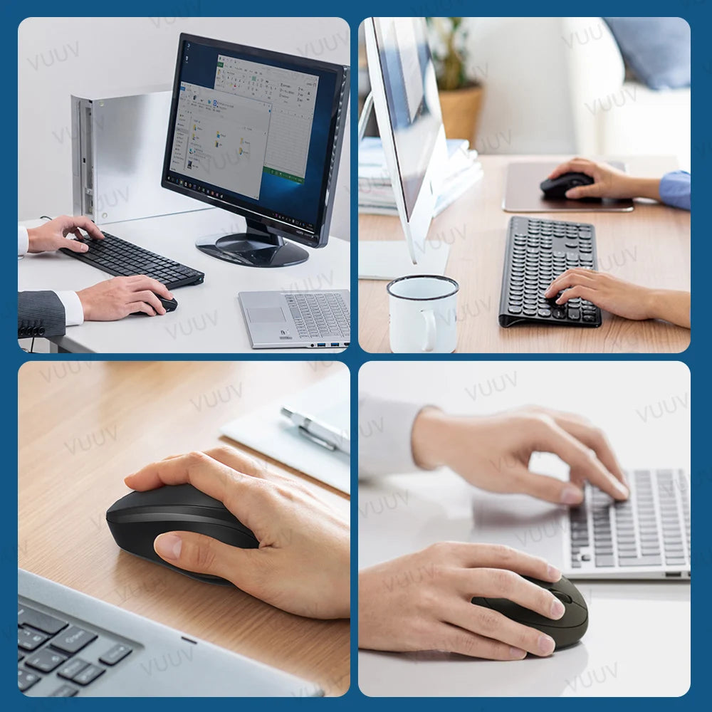 Ergonomic Wireless Bluetooth Mouse 1600DPI for MacBook Tablet Computer Laptop Rechargeable Mouse 2.4GHz USB PC Setup Accessories