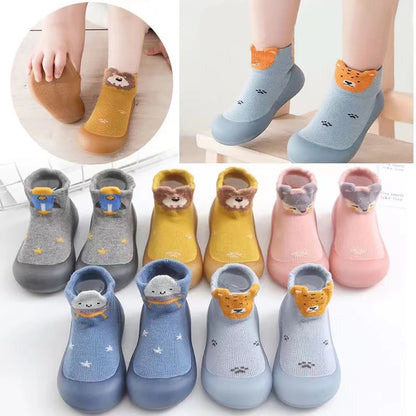 Cute and Comfy Cotton Newborn Baby First Walkers Socks Baby Soft-Soled Indoor Casual Shoes Breathable and Non-Slip Baby Shoes