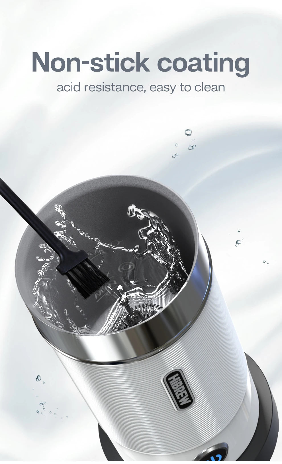 HiBREW Milk Frother Frothing Foamer Chocolate Mixer Cold/Hot Latte Cappuccino Fully Automatic Milk Warmer Cool Touch M1A