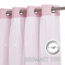 Kids Girls Bedroom Pink Curtains Star Cutout Blackout with White Sheer Pastel Nursery Window Curtain Panels for Living Room Home