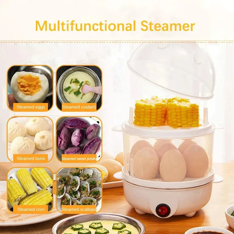 Automatic Electric Egg Streamer Multifunctional Electric Egg Boiler Double Layers Egg Cooker Mini Kitchen Breakfast Machine