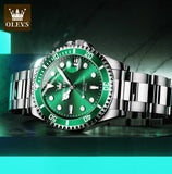 OLEVS Men's Watch Luxury Top Brand One-Way Rotating Outer Ring Design Quartz Watch for Men Auto Date Waterproof Wrist Watches
