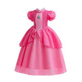 Peach Cosplay Costume for Girls Fancy Princess Cosplay Pink Dress Carnival Birthday Party Kids Movies Ball Gowns Clothes