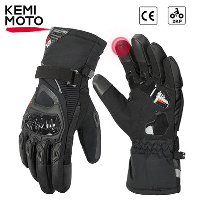 KEMiMOTO Winter Motorcycle Gloves CE Protective Black Guantes Moto Invierno Warm Touch Screen Waterproof Windproof Gloves