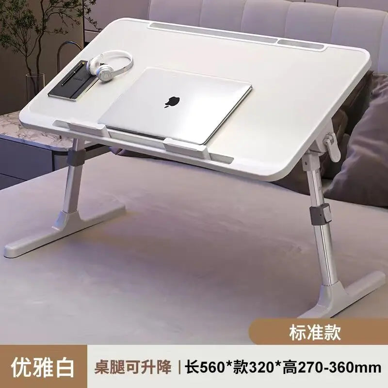 Lift Foldable Laptop Table for Bed Stand Lap Lazy Learning Desk Student Computer Desk for Working Read with Radiator Drawer