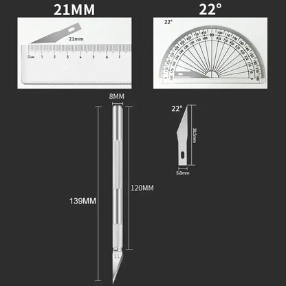 Non-Slip Metal Scalpel Knife Tools Kit Cutter Engraving Craft knives + 5pcs Blades Mobile Phone PCB DIY Repair Hand Tools