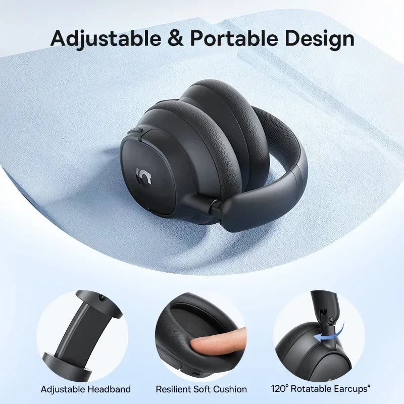 Fone de Ouvido Sem Fio Baseus EH10 NC ANC com Cancelamento de Ruído Híbrido Adaptativo de 45dB, Hi-Res LDAC, Bluetooth 6.0 e 80 Horas de Autonomia