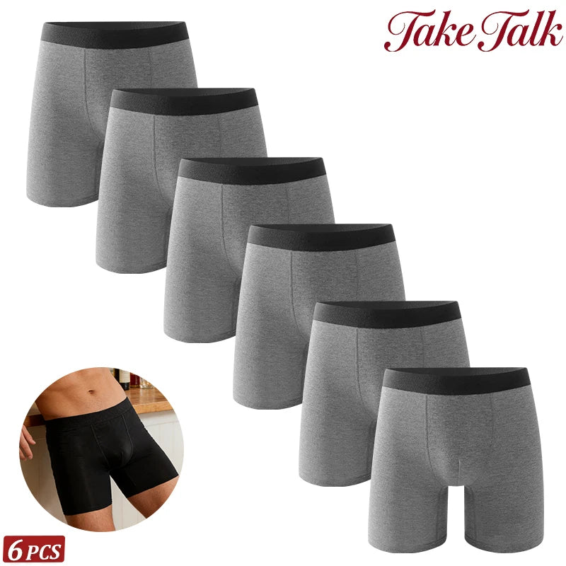 6Pcs Men Panties Cotton Underwear Soft Breathable Boxer Underwear Trendy Simple Hot-Selling Men's Boxer Underwear Fashion Pop