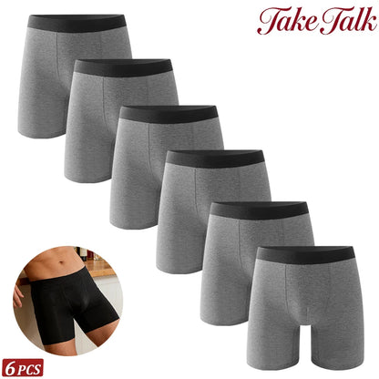 6Pcs Men Panties Cotton Underwear Soft Breathable Boxer Underwear Trendy Simple Hot-Selling Men's Boxer Underwear Fashion Pop