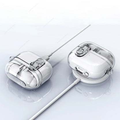 Funda de Auriculares inalámbricos con Bluetooth para Samsung Galaxy Buds3 Pro, funda transparente de TPU con bloqueo seguro para auriculares con llavero