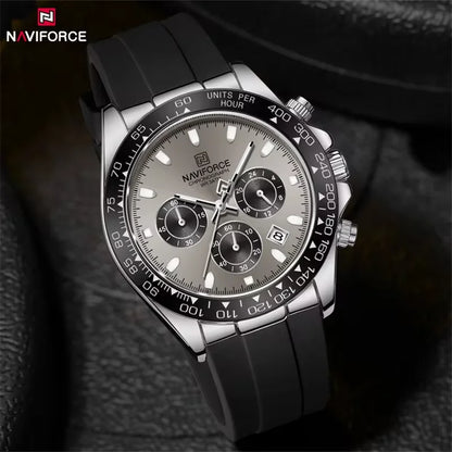 NAVIFORCE Reloj de lujo para hombre, deportivo, resistente al agua, de cuarzo, con correa de silicona, cronógrafo, luminoso, de pulsera, masculino