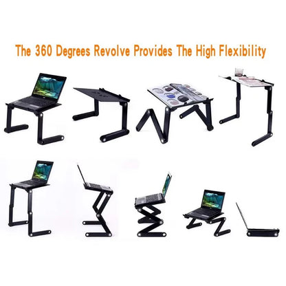 Adjustable Laptop Desk Stand Cooler fan Portable Ergonomic Lapdesk For Bed Sofa PC Notebook Table Desk With Mouse Pad Aluminum