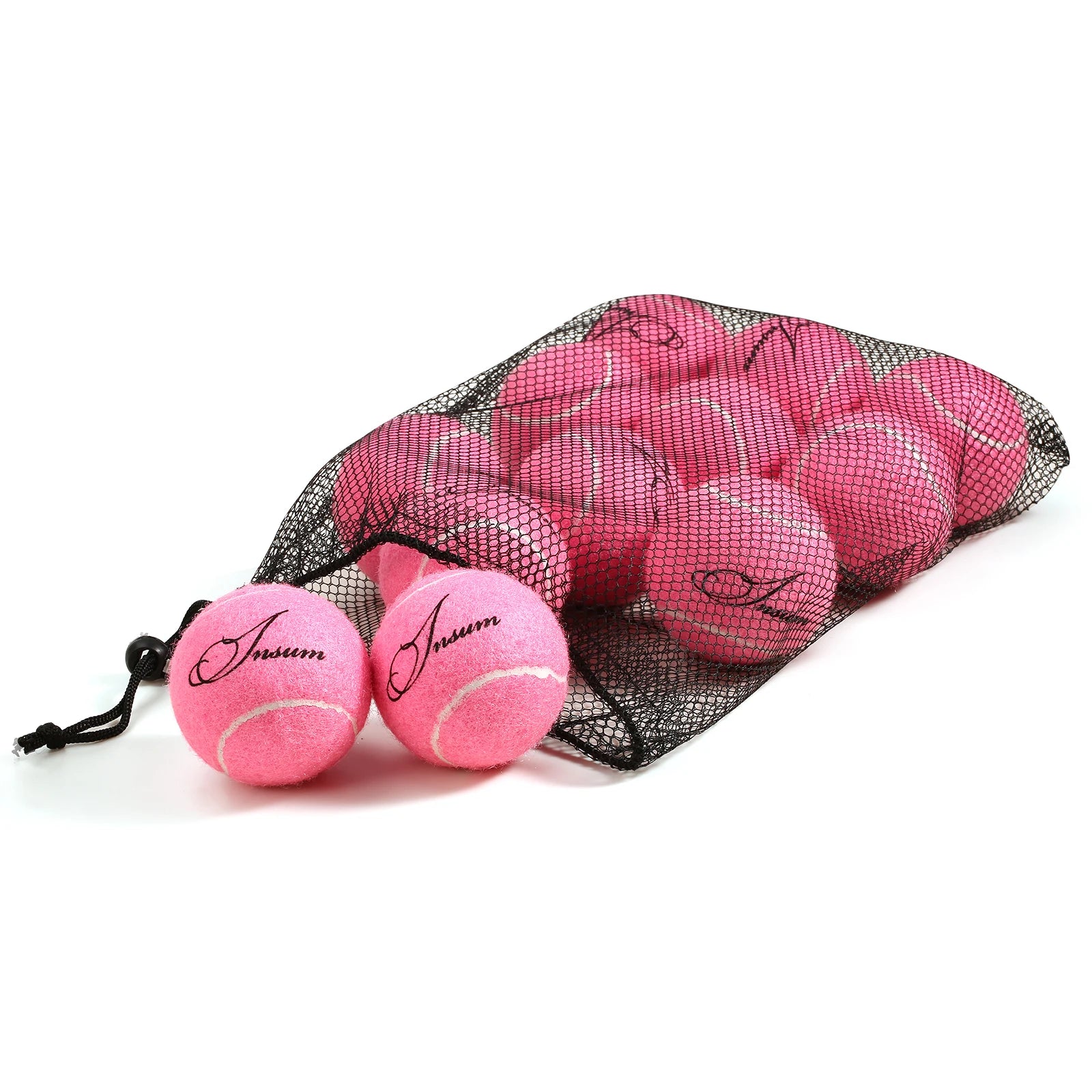 12pcs Tennis Balls with Mesh Carry Bag Practice Ball High Elasticity Pet Dog Playing Balls Outdoor Training Sports Rubber Tennis