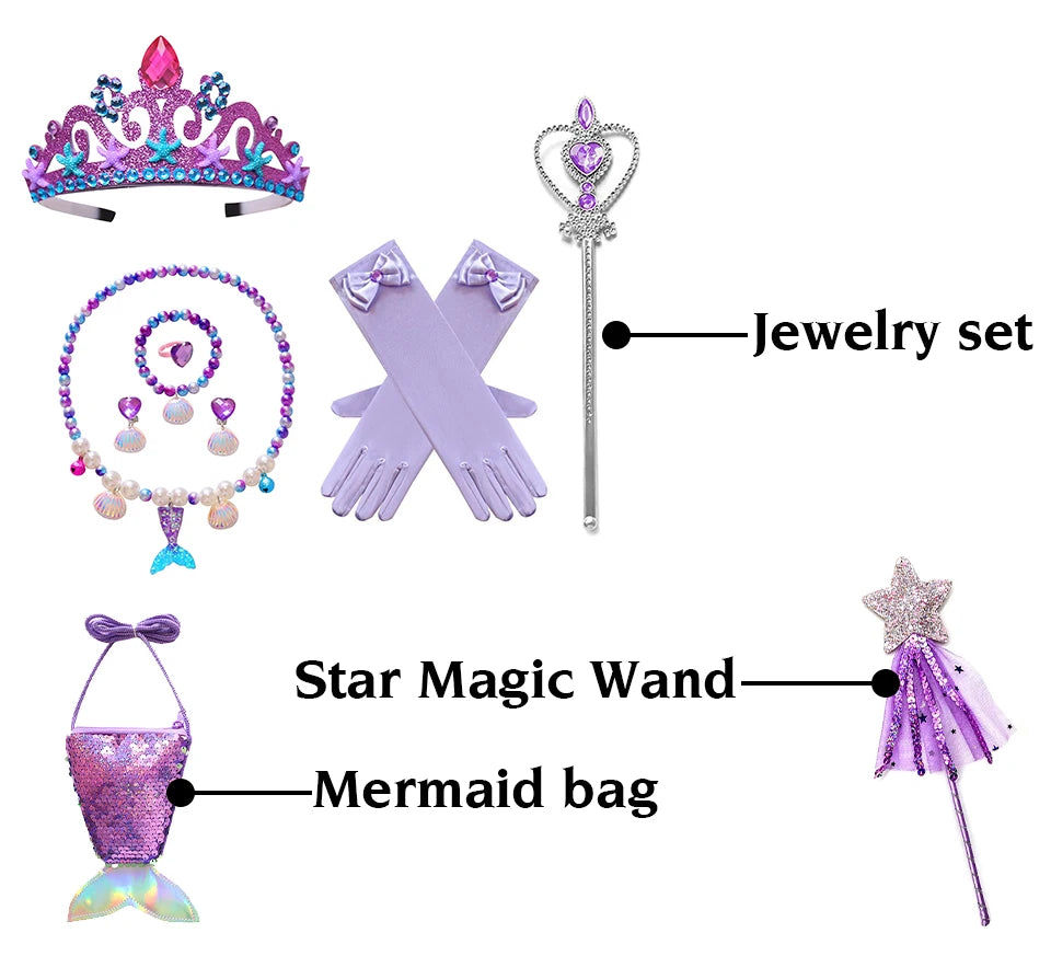 Children's Mermaid Cosplay Costume Girls' Role Play Costume Carnival Halloween Birthday Party Costume Summer Princess Dress