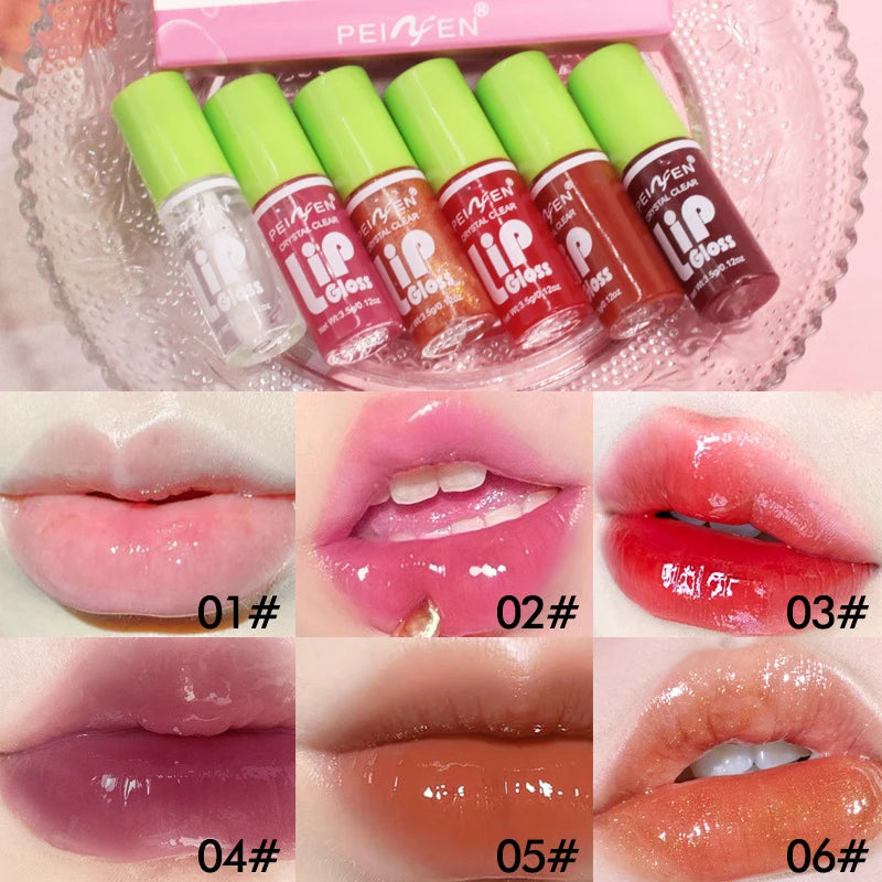 6-Pack Set Mirror Lip Gloss Moisturizing Lasting Pudding Lip Gloss Hydrating Waterproof Glossy Lip Gloss Makeup Lip Cosmetics