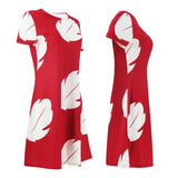 Lilo Cosplay Costume Pelekai Red Lilo Dress with Hawaiian Leaf Flower Leis Accessories Flower Hair Clip Halloween Party Cosplay