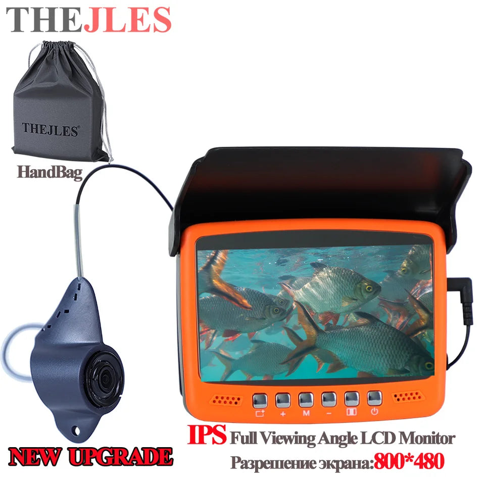 Thejles HD 1000 Line Ice Fishing Underwater Camera 4.3 Inch IPS Screen Fish Finder with 8 Infrared Lights Can Turn On/Off 