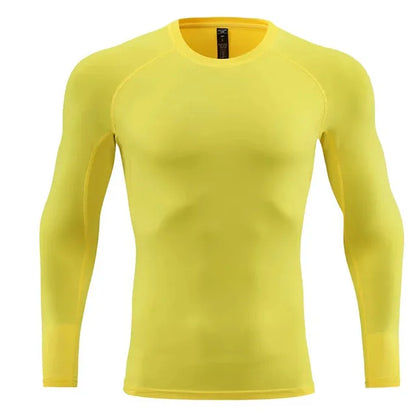 Men Long Sleeve Slim Tops Sports T-shirts Gym Fitness Compression T-shirt Running Shirt Football Outdoor Jogging Tight Quick Dry 