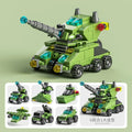 6IN1 Building Blocks City Fire Car Police Truck Engineering Crane Tank Helicopter Bricks Set Toys for Children Kids