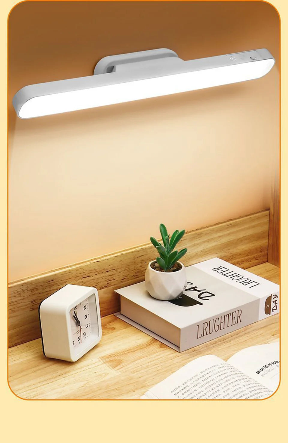Remote LED Desk Lamp Magnetic Hanging Night Light USB Rechargeable Table Lamp 3 Colors Reading Light For Cabinet Closet Wardrobe