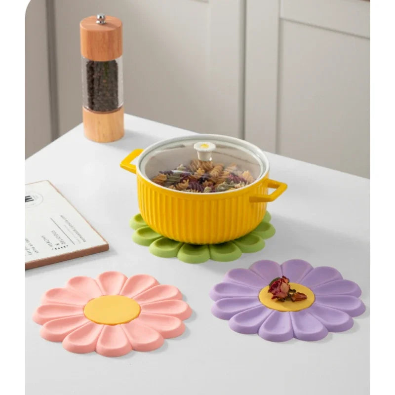 Flower Heat Resistant Silicone Mat Drink Cup Coasters Non-slip Pot Holder Table Placemat Kitchen Accessories Coasters Pads