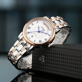 BERNY Women Watch Ladies Quartz Roman Numerals Day Top Calendar Watches Sapphire Glass Solid Steel Strap Women Wristwatch