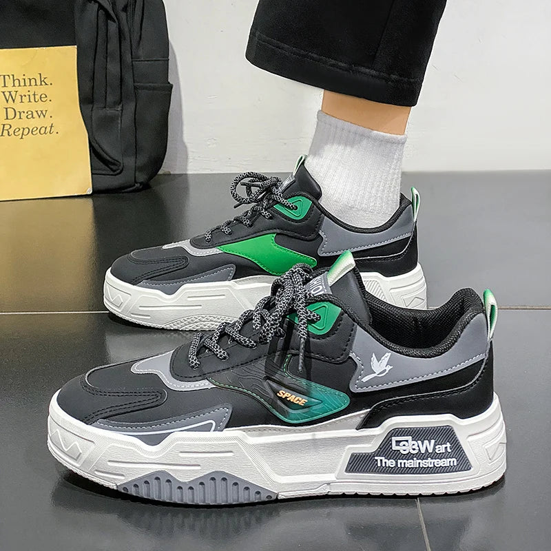 2024 Autumn New Casual Sports Shoes Men's Leather Low-Top Fashion Trend Easy-Match Running Shoes Men's Skateboard Shoes Suitable for Outdoor Sports