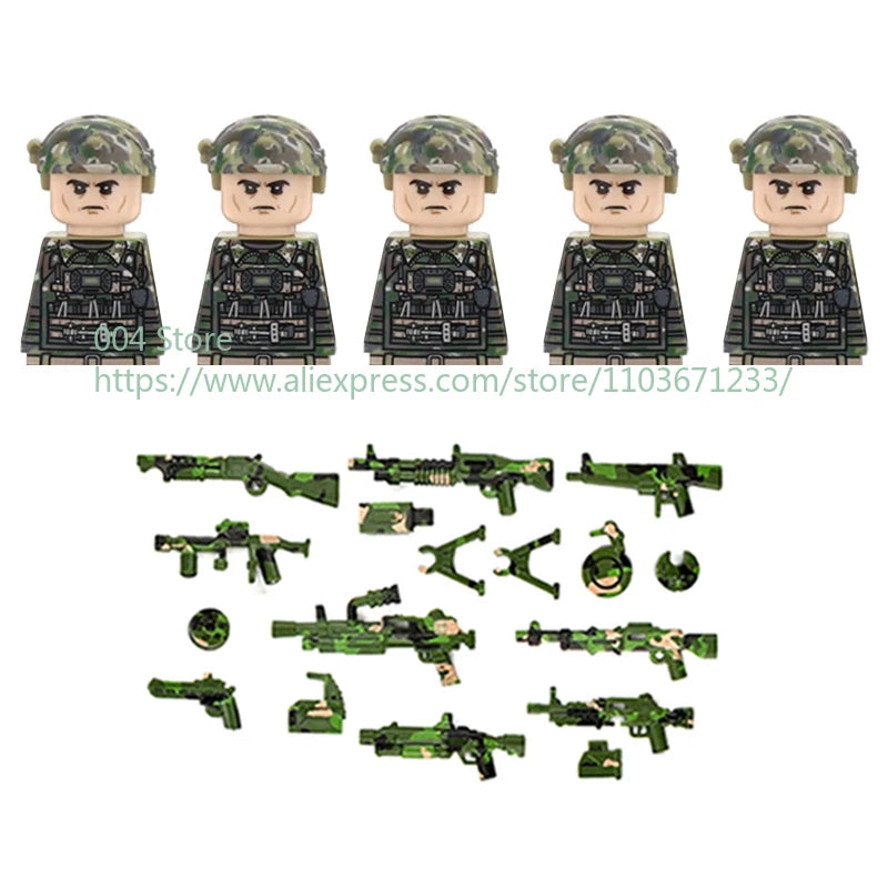 Military Special Forces Action Figure Building Blocks Ghillie Suit Weapons Sniper SWAT Ghost KSK Police Bandit Boy Toy Gift F029