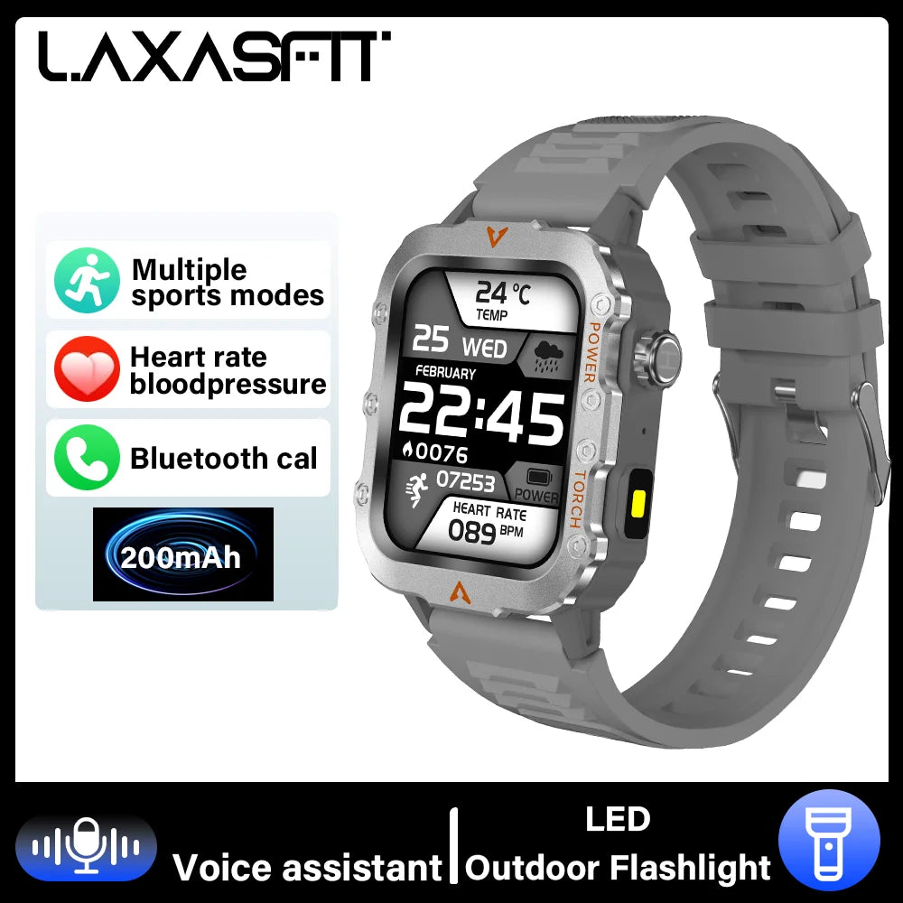LAXASFIT Smart Sports Watch LED Flashlight Music Player Fitness Tracking Bluetooth Calling Sleep Monitoring 2025 New Smart Watch