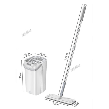 Hand Free Flat Floor Mop and Bucket Set Professional Home Floor Cleaning Mop Microfiber Mop Pads Household Cleaning Tools