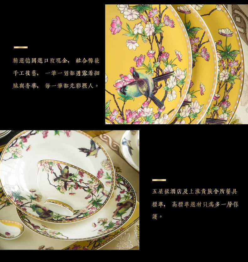 Fine Bone China Plates Dinner Sets Ceramics Luxury Breakfast Dinnerware Gift Women Vajillas Completa Ceramica Luxury Tableware