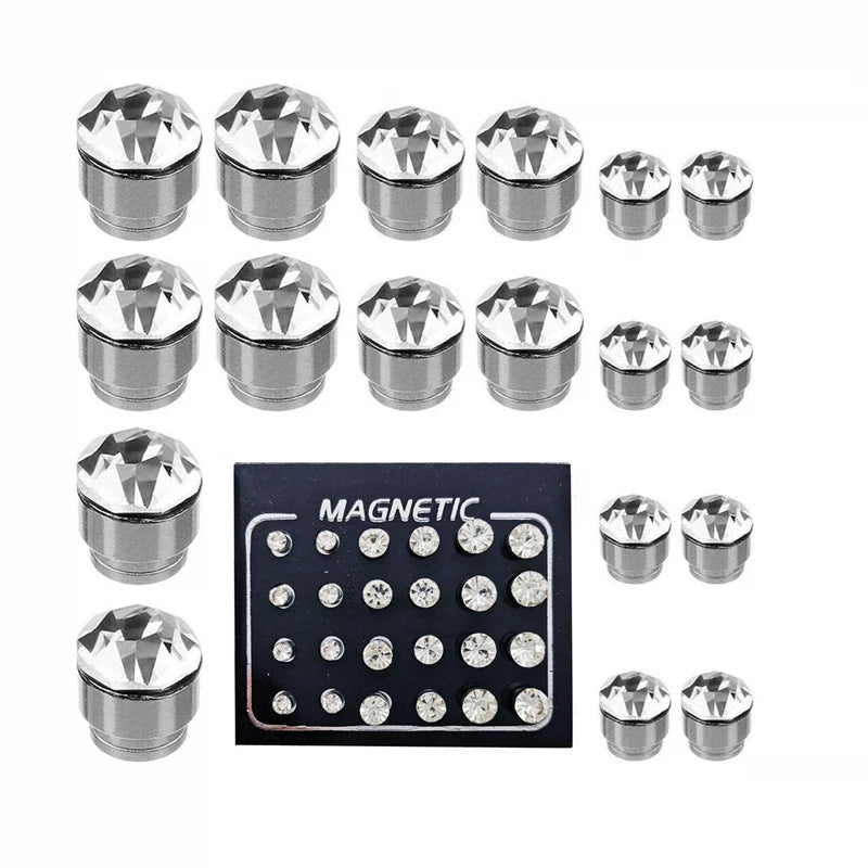 Magnético Non-Piercing Brincos Clipe para Mulheres e Homens, Cristal Redondo, Orelha de Jóias Punk, Fazendo Suprimentos, Acessórios Artesanais, 24Pcs por Conjunto