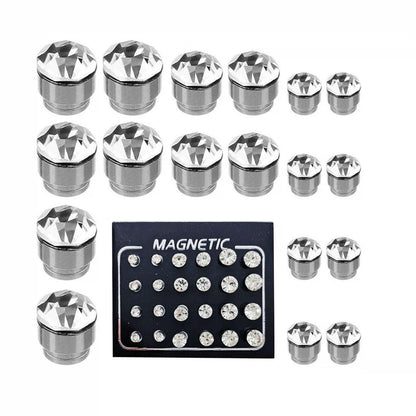 Pendientes magnéticos de clip sin perforar para mujeres y hombres, de cristal redondo, para hacer joyas punk, accesorios hechos a mano, 24 piezas por juego. 
