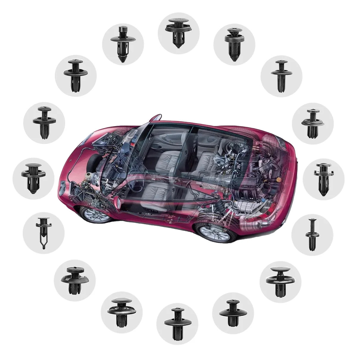 Auto Plastic Bumper Fastener Rivet Retainer Push Type Engine Cover Fastener Fender Car Door Trim Panel Clip