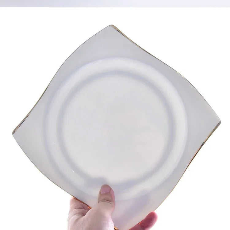 Ceramic Square Plates and Bowl Set Dinner Set Plates and Dishes Bone Porcelain Tableware Phnom Penh Cutlery Kitchen Accessories