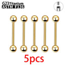 1/5/10pcs G23 Titanium External Internal thread Piercing Jewelry 14G 16G Long Industrial Sexy Barbell Barbell Ring Tongue